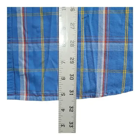 Carhartt Shirt Men's L Blue Plaid Short Sleeve Button Down‎ Pockets Casual Light - Picture 5 of 8
